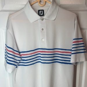 FootJoy Golf Polo Mens Medium White Blue Pink